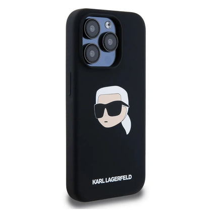 MagSafe hoesje voor Apple iPhone 15 Pro, Karl Lagerfeld, Silicone Karl's Head, Zwart