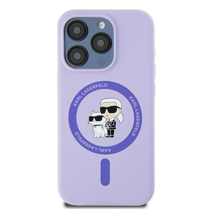 MagSafe hoesje voor Apple iPhone 15 Pro, Karl Lagerfeld, Silicone Ring Karl & Choupette, Paars
