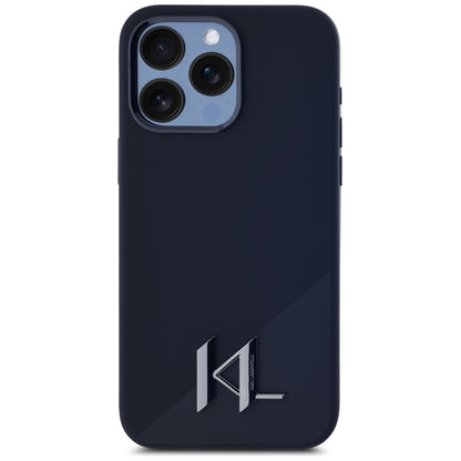 MagSafe Case for Apple iPhone 15 Pro, Karl Lagerfeld, Silicone Shadow Metal Initial, Black