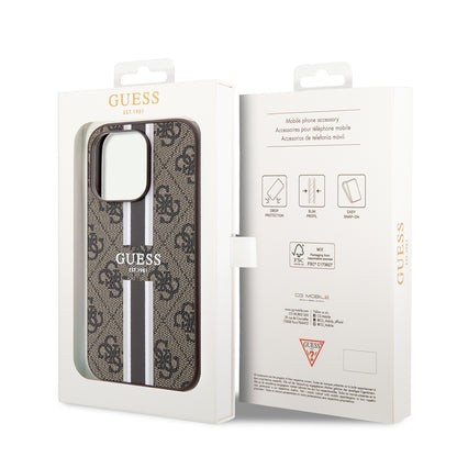 MagSafe hoesje voor Apple iPhone 15 Pro Max, Guess, 4G Printed Stripes, Bruin