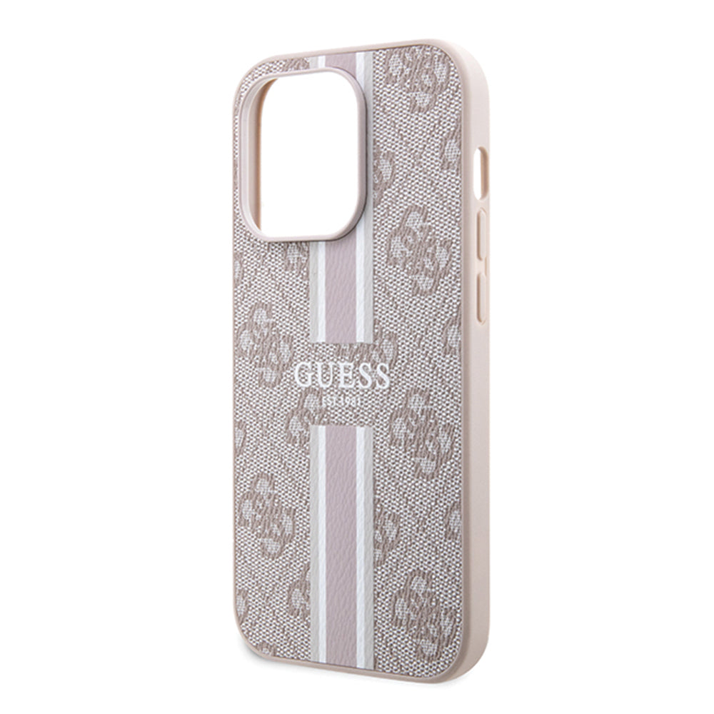 MagSafe hoesje voor Apple iPhone 15 Pro Max, Guess, 4G Printed Stripes, Roze