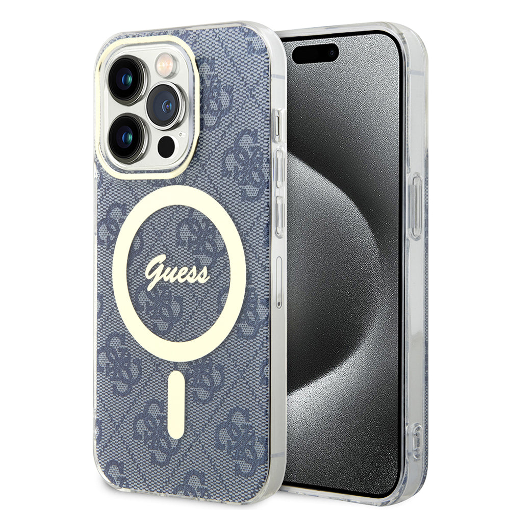MagSafe hoesje voor Apple iPhone 15 Pro Max, Guess, IML 4G, Blauw