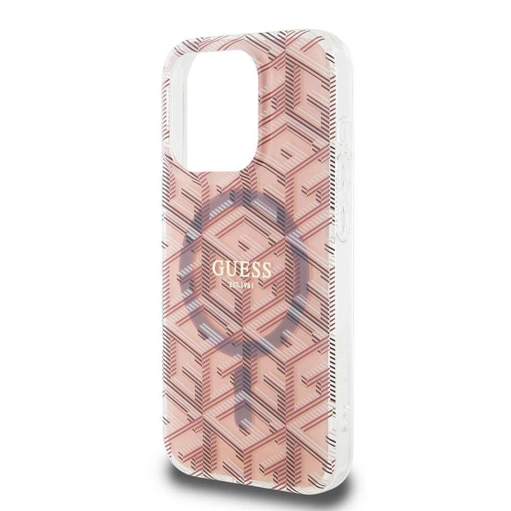MagSafe hoesje voor Apple iPhone 15 Pro Max, Guess, IML Gcube, Roze