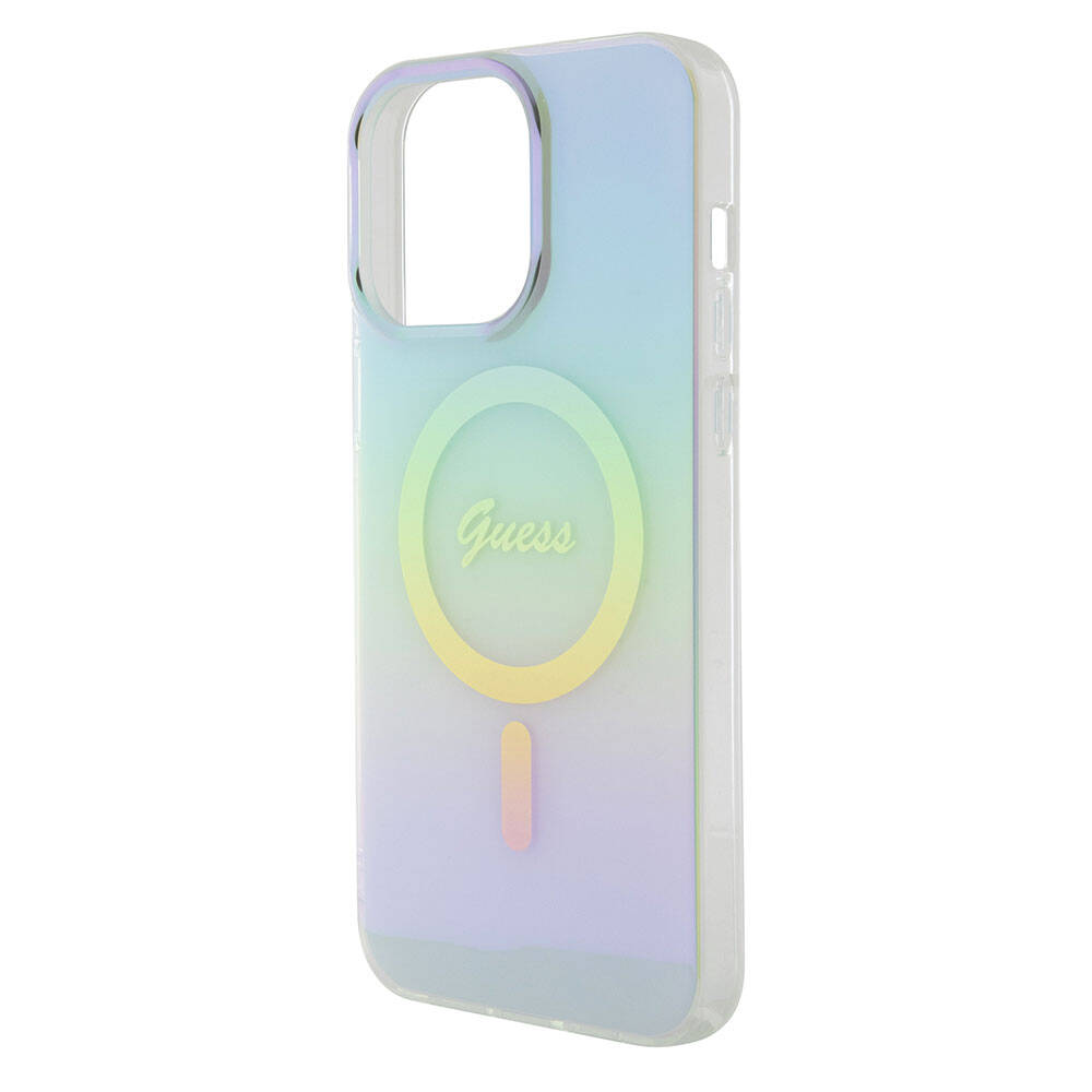 MagSafe hoesje voor Apple iPhone 15 Pro Max, Guess, IML Iridescent, Turquoise