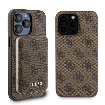 MagSafe hoesje voor Apple iPhone 15 Pro Max, Guess, Powerbank 4G Metal Logo, Bruin