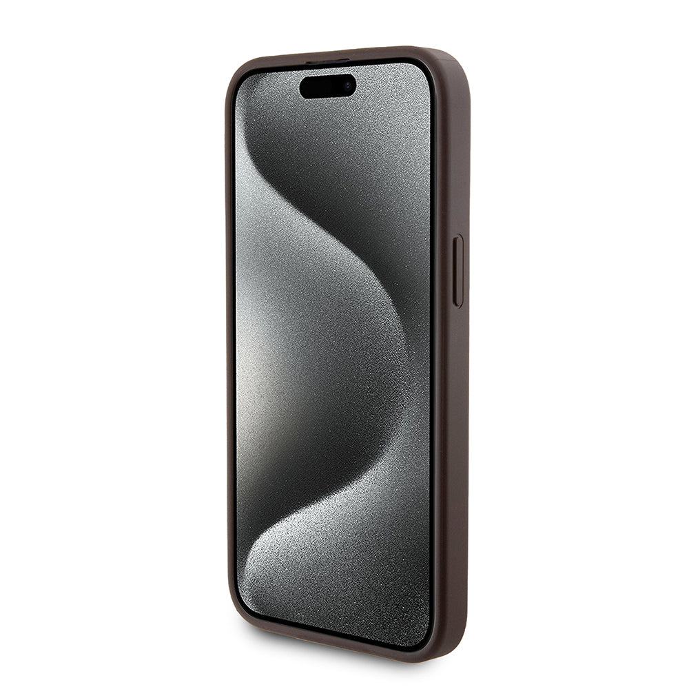 MagSafe hoesje voor Apple iPhone 15 Pro Max, Guess, Powerbank 4G Metal Logo, Bruin