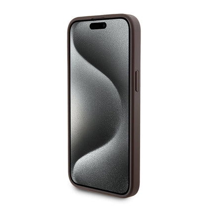 MagSafe hoesje voor Apple iPhone 15 Pro Max, Guess, Powerbank 4G Metal Logo, Bruin