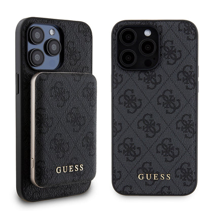 MagSafe hoesje voor Apple iPhone 15 Pro Max, Guess, Powerbank 4G Metal Logo, Zwart