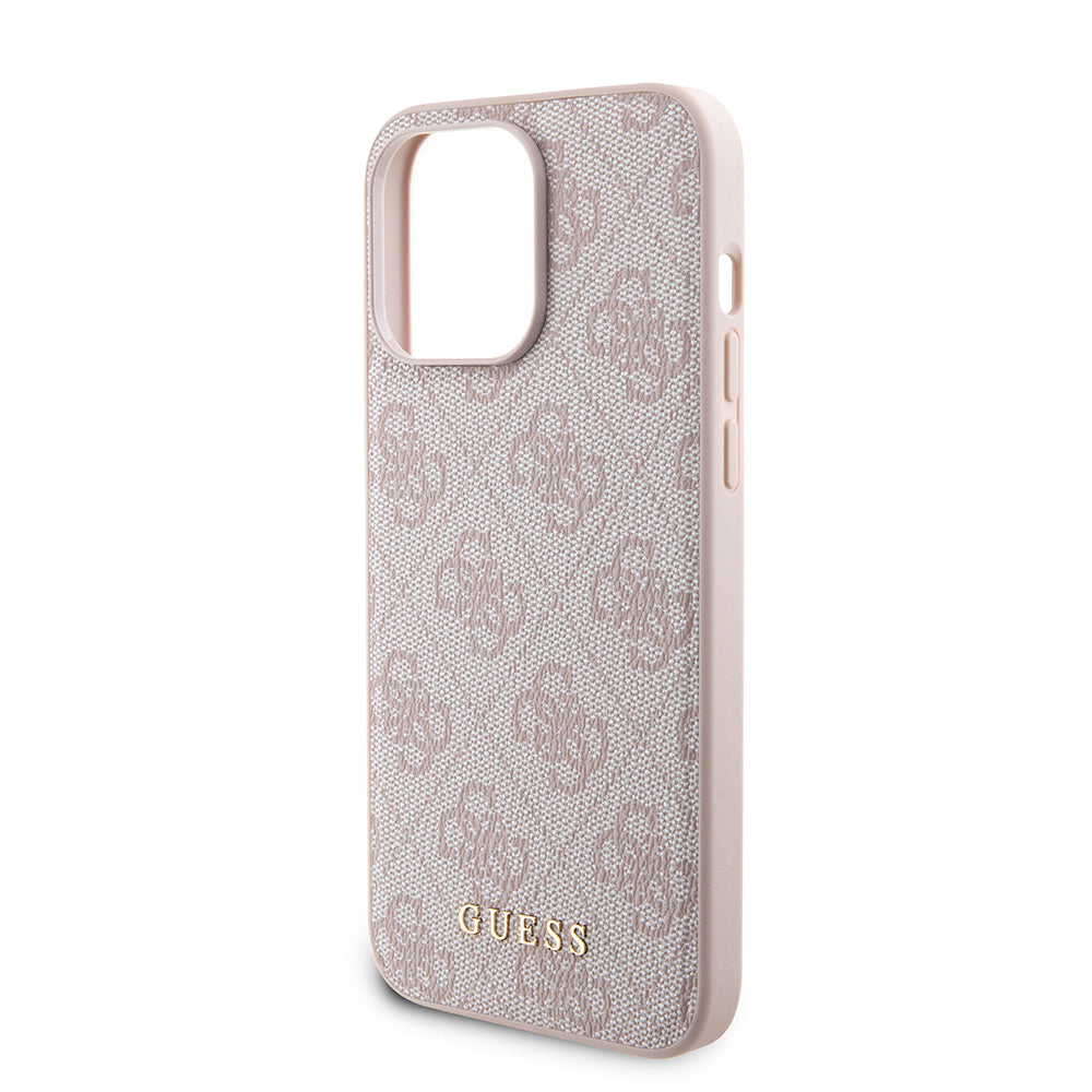 MagSafe hoesje voor Apple iPhone 15 Pro Max, Guess, Powerbank 4G Metal Logo, Roze