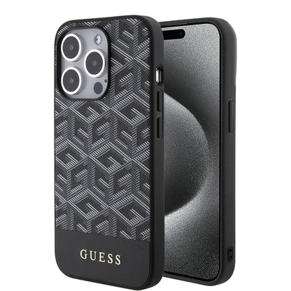 MagSafe hoes voor Apple iPhone 15 Pro Max, Guess, PU G Cube, Zwart