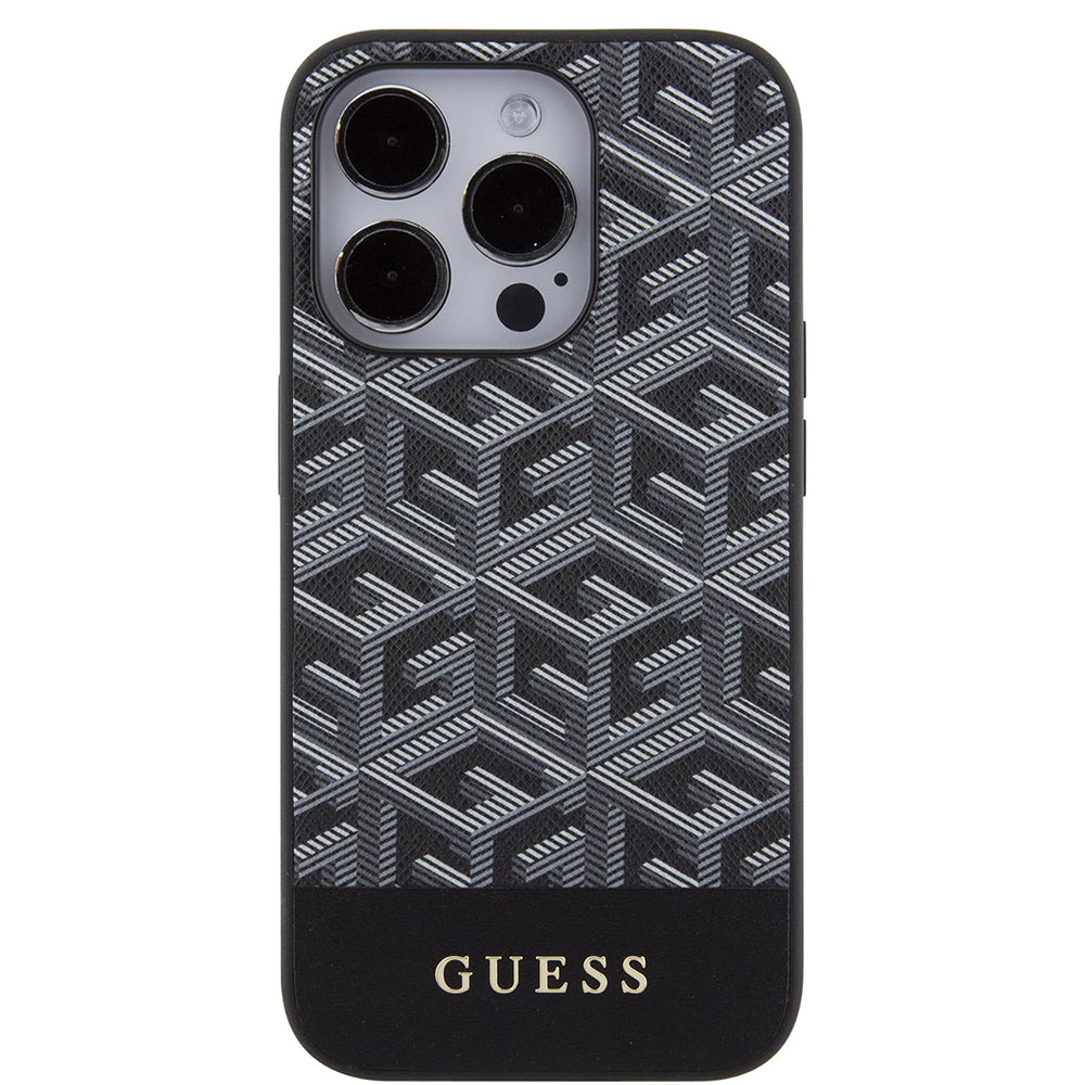 MagSafe hoes voor Apple iPhone 15 Pro Max, Guess, PU G Cube, Zwart
