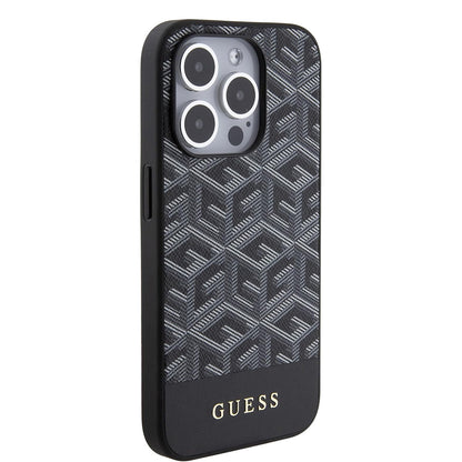 MagSafe hoes voor Apple iPhone 15 Pro Max, Guess, PU G Cube, Zwart