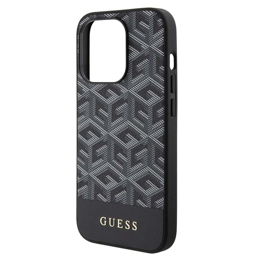 MagSafe hoes voor Apple iPhone 15 Pro Max, Guess, PU G Cube, Zwart