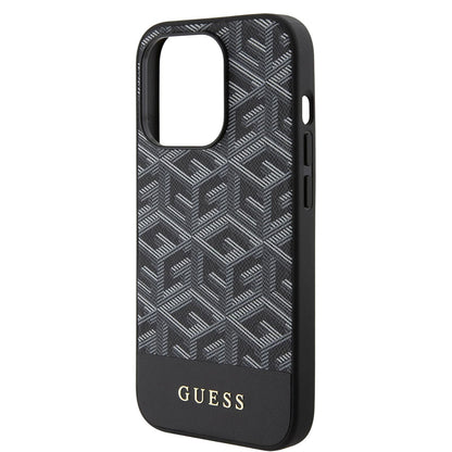 MagSafe hoes voor Apple iPhone 15 Pro Max, Guess, PU G Cube, Zwart