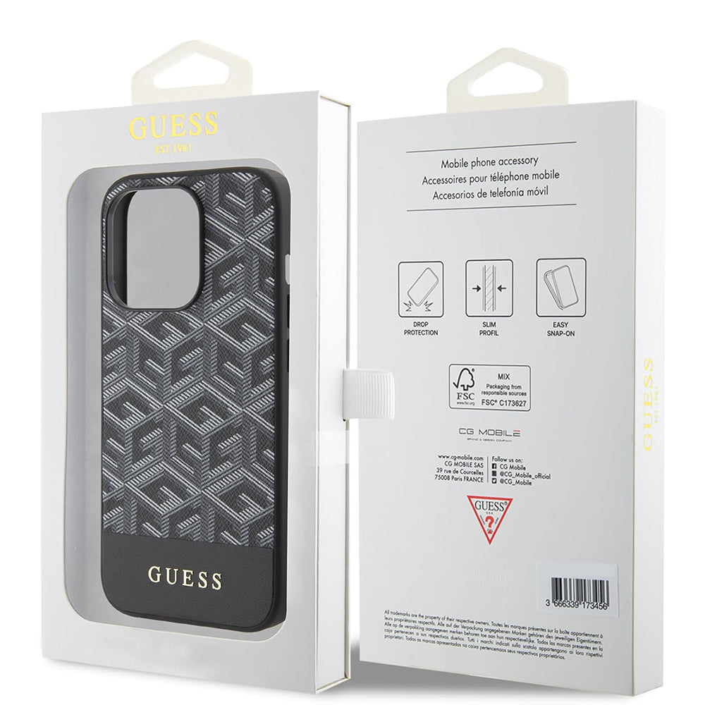 MagSafe hoes voor Apple iPhone 15 Pro Max, Guess, PU G Cube, Zwart