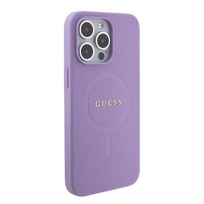 MagSafe hoesje voor Apple iPhone 15 Pro Max, Guess, Saffiano, Paars