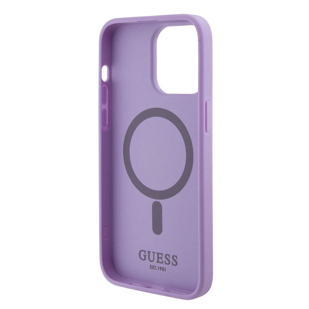 MagSafe hoesje voor Apple iPhone 15 Pro Max, Guess, Saffiano, Paars