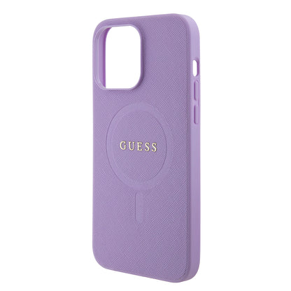 MagSafe hoesje voor Apple iPhone 15 Pro Max, Guess, Saffiano, Paars
