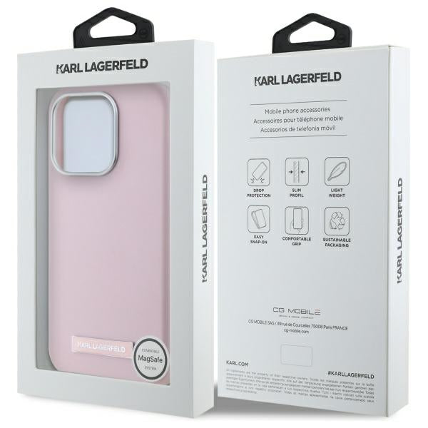 MagSafe hoes voor Apple iPhone 15 Pro Max, Karl Lagerfeld, FW Metal Plate, Roze