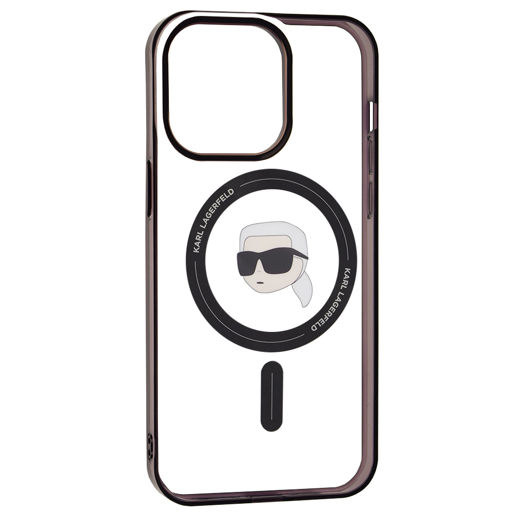 MagSafe hoesje voor Apple iPhone 15 Pro Max, Karl Lagerfeld, IML Karl's Head, Transparant