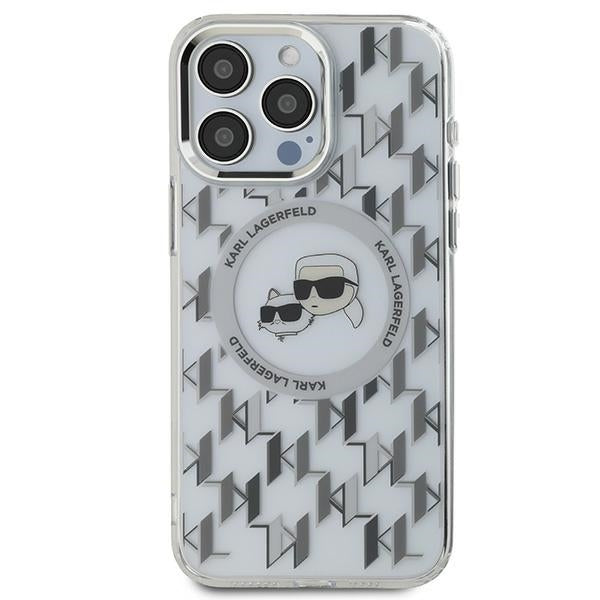 MagSafe hoesje voor Apple iPhone 15 Pro Max, Karl Lagerfeld, IML Monogram Karl & Choupette's Heads, Transparant