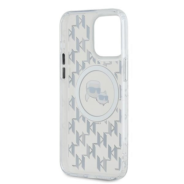 MagSafe hoesje voor Apple iPhone 15 Pro Max, Karl Lagerfeld, IML Monogram Karl & Choupette's Heads, Transparant