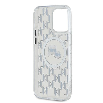 MagSafe hoesje voor Apple iPhone 15 Pro Max, Karl Lagerfeld, IML Monogram Karl & Choupette's Heads, Transparant