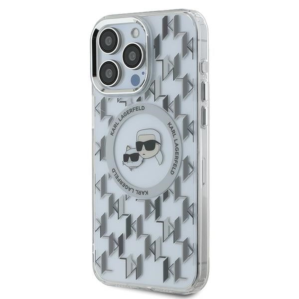 MagSafe hoesje voor Apple iPhone 15 Pro Max, Karl Lagerfeld, IML Monogram Karl & Choupette's Heads, Transparant