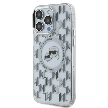 MagSafe hoesje voor Apple iPhone 15 Pro Max, Karl Lagerfeld, IML Monogram Karl & Choupette's Heads, Transparant