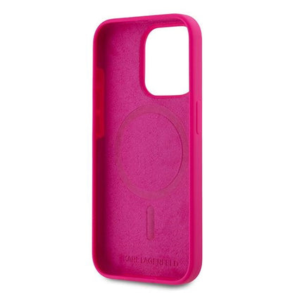 MagSafe hoesje voor Apple iPhone 15 Pro Max, Karl Lagerfeld, Silicone Choupette's Head, Fuchsia