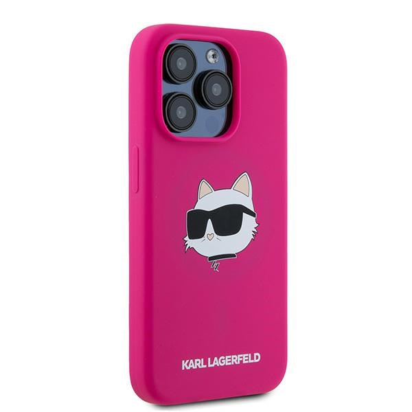 MagSafe hoesje voor Apple iPhone 15 Pro Max, Karl Lagerfeld, Silicone Choupette's Head, Fuchsia