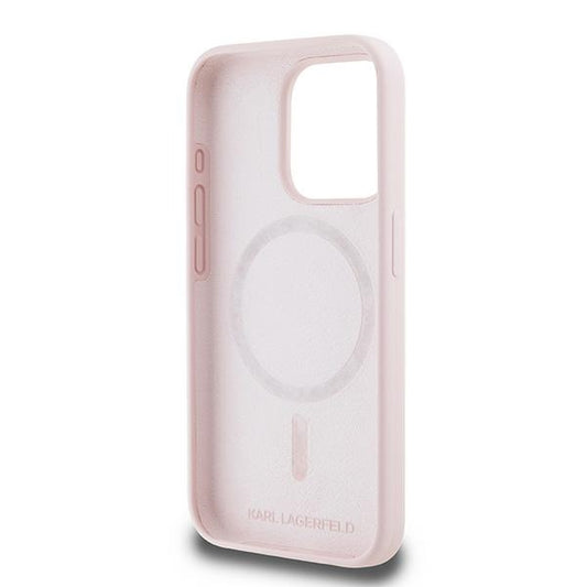 MagSafe hoesje voor Apple iPhone 15 Pro Max, Karl Lagerfeld, Silicone Karl & Choupette, Roze