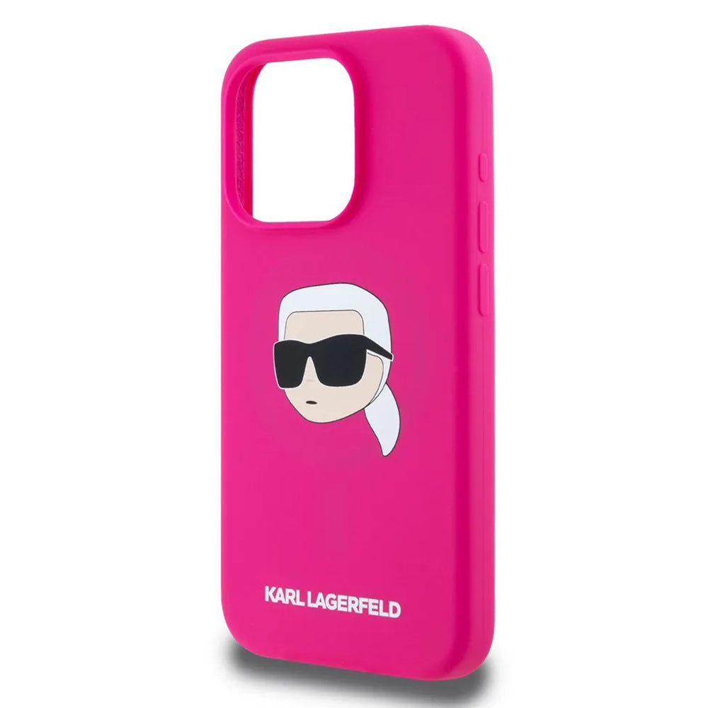 MagSafe hoesje voor Apple iPhone 15 Pro Max, Karl Lagerfeld, Silicone Karl's Head, Fuchsia