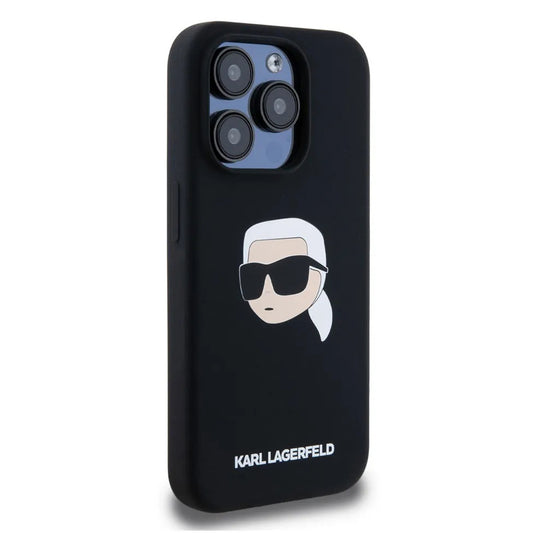 MagSafe hoesje voor Apple iPhone 15 Pro Max, Karl Lagerfeld, Silicone Karl's Head, Zwart