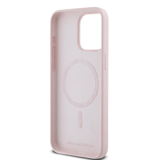 MagSafe hoesje voor Apple iPhone 15 Pro Max, Karl Lagerfeld, Silicone Ring Karl & Choupette, Roze