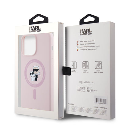 MagSafe Case for Apple iPhone 15 Pro Max, Karl Lagerfeld, Silicone Ring Karl & Choupette, Pink