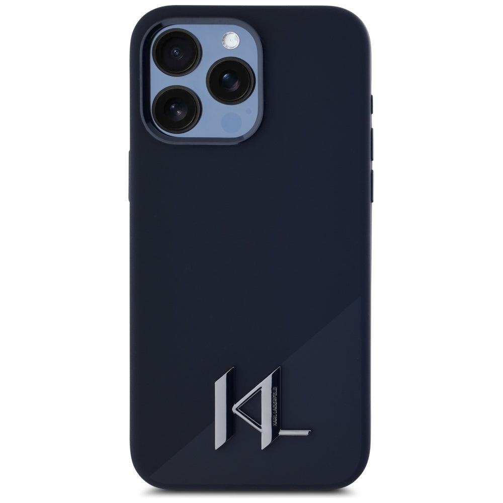 MagSafe hoesje voor Apple iPhone 15 Pro Max, Karl Lagerfeld, Silicone Shadow Metal Initial, Zwart