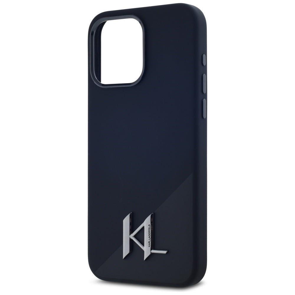 MagSafe hoesje voor Apple iPhone 15 Pro Max, Karl Lagerfeld, Silicone Shadow Metal Initial, Zwart