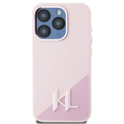 MagSafe hoesje voor Apple iPhone 15 Pro Max, Karl Lagerfeld, Silicone Shadow Metal Initial, Roze