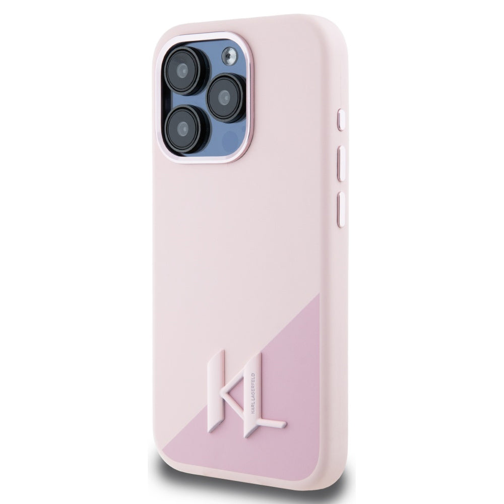 MagSafe hoesje voor Apple iPhone 15 Pro Max, Karl Lagerfeld, Silicone Shadow Metal Initial, Roze