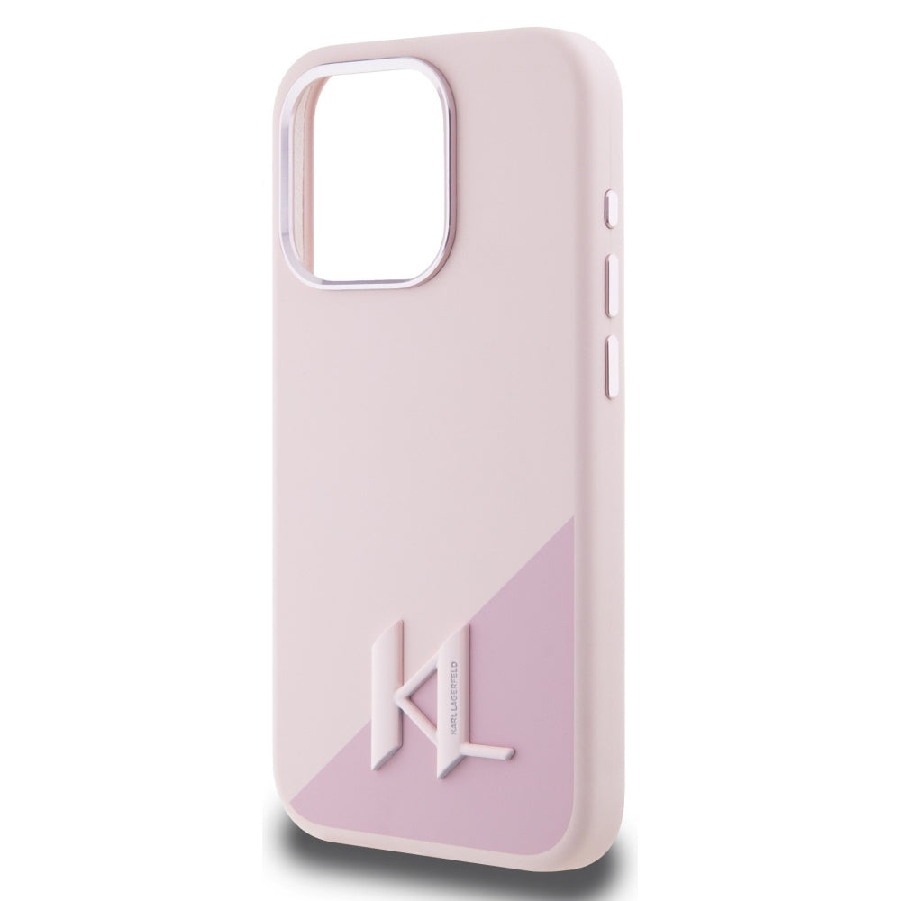 MagSafe hoesje voor Apple iPhone 15 Pro Max, Karl Lagerfeld, Silicone Shadow Metal Initial, Roze
