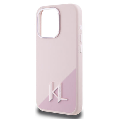 MagSafe hoesje voor Apple iPhone 15 Pro Max, Karl Lagerfeld, Silicone Shadow Metal Initial, Roze