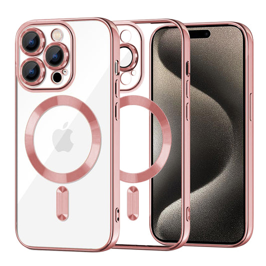 MagSafe-hoes voor Apple iPhone 15 Pro Max, Techsuit, Luxury Crystal, Roze