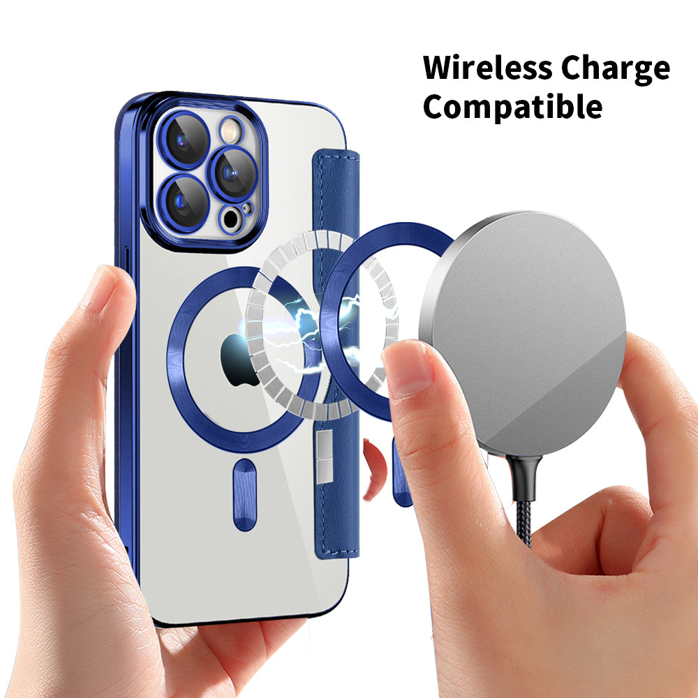 MagSafe-hoes voor Apple iPhone 15 Pro Max, Techsuit, SmartMag Book, Blauw