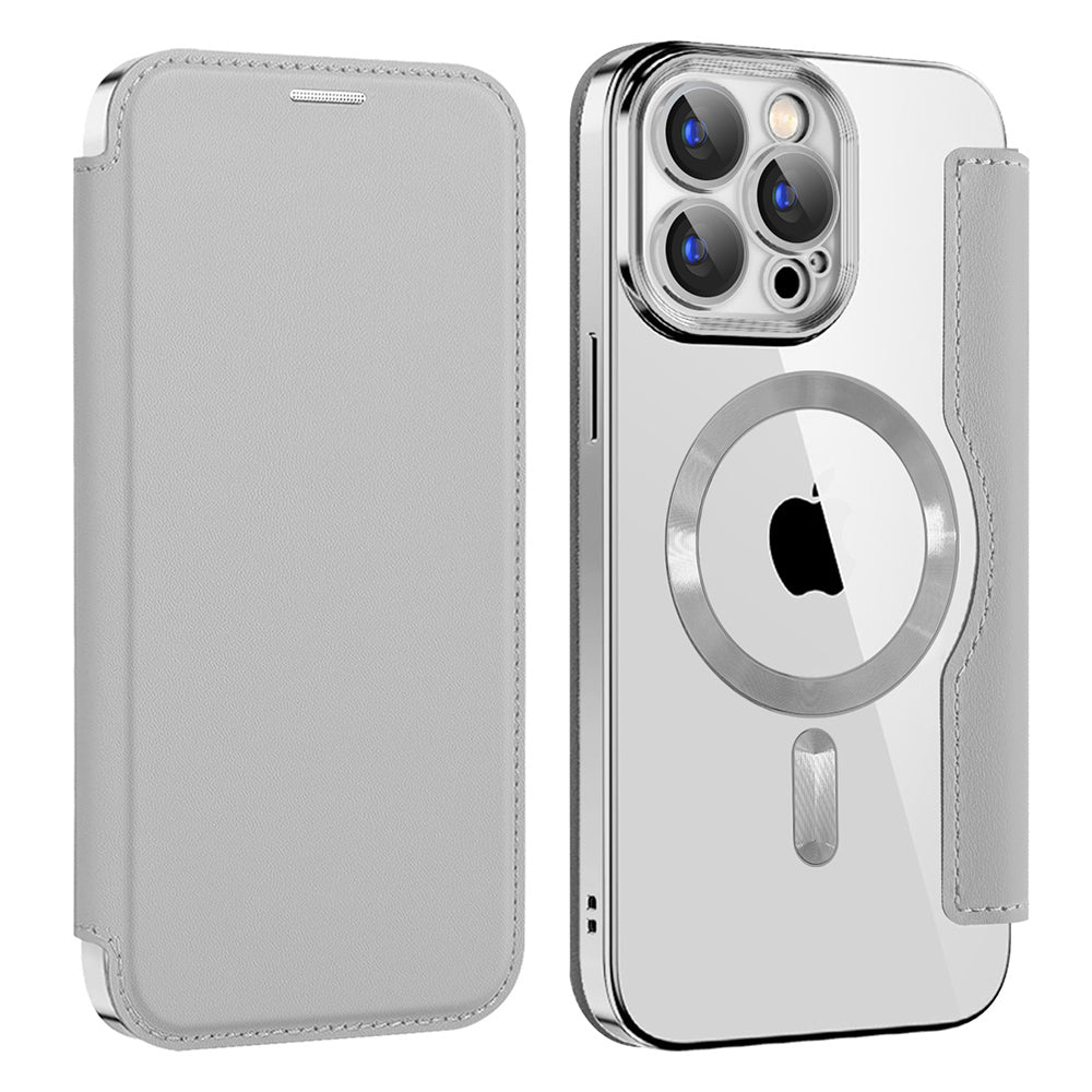 MagSafe-hoes voor Apple iPhone 15 Pro Max, Techsuit, SmartMag Book, Grijs