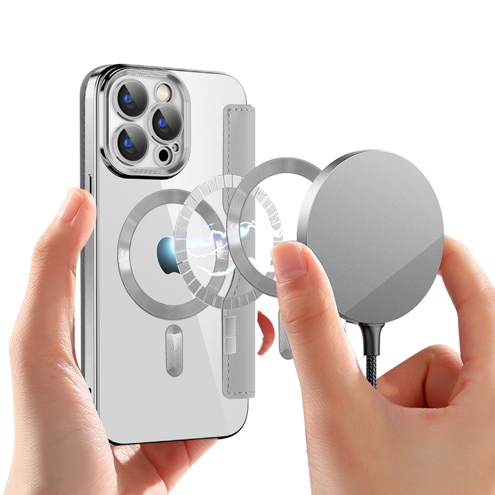 MagSafe-hoes voor Apple iPhone 15 Pro Max, Techsuit, SmartMag Book, Grijs