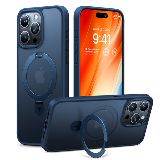 MagSafe hoes voor Apple iPhone 15 Pro Max, Torras, Ostand, Marineblauw