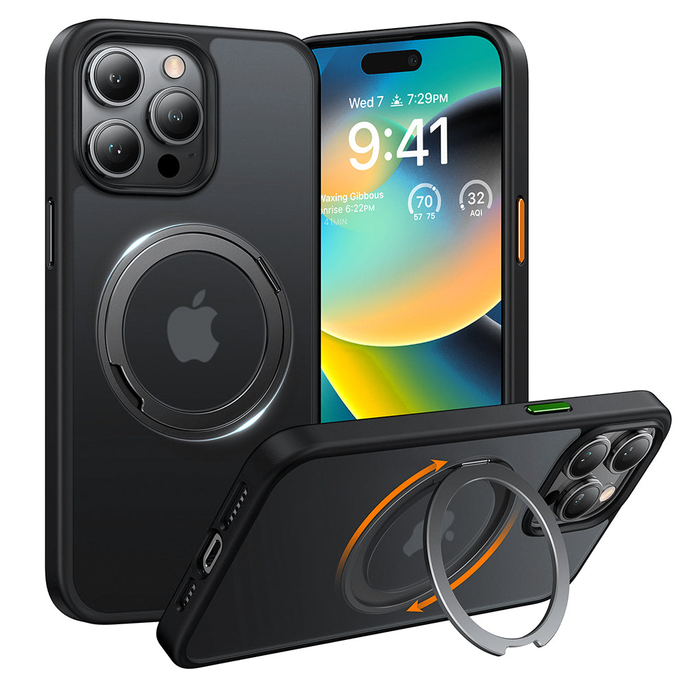 MagSafe hoes voor Apple iPhone 15 Pro Max, Torras, Ostand Pro, Zwart