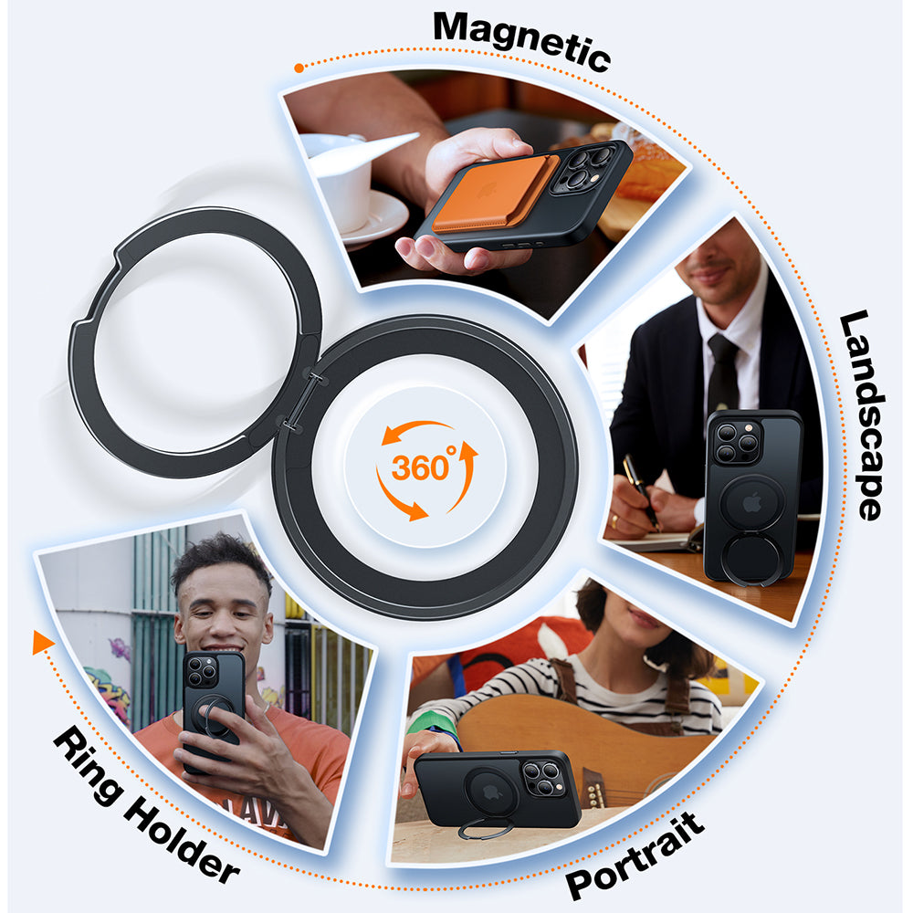 MagSafe hoes voor Apple iPhone 15 Pro Max, Torras, Ostand Pro, Zwart