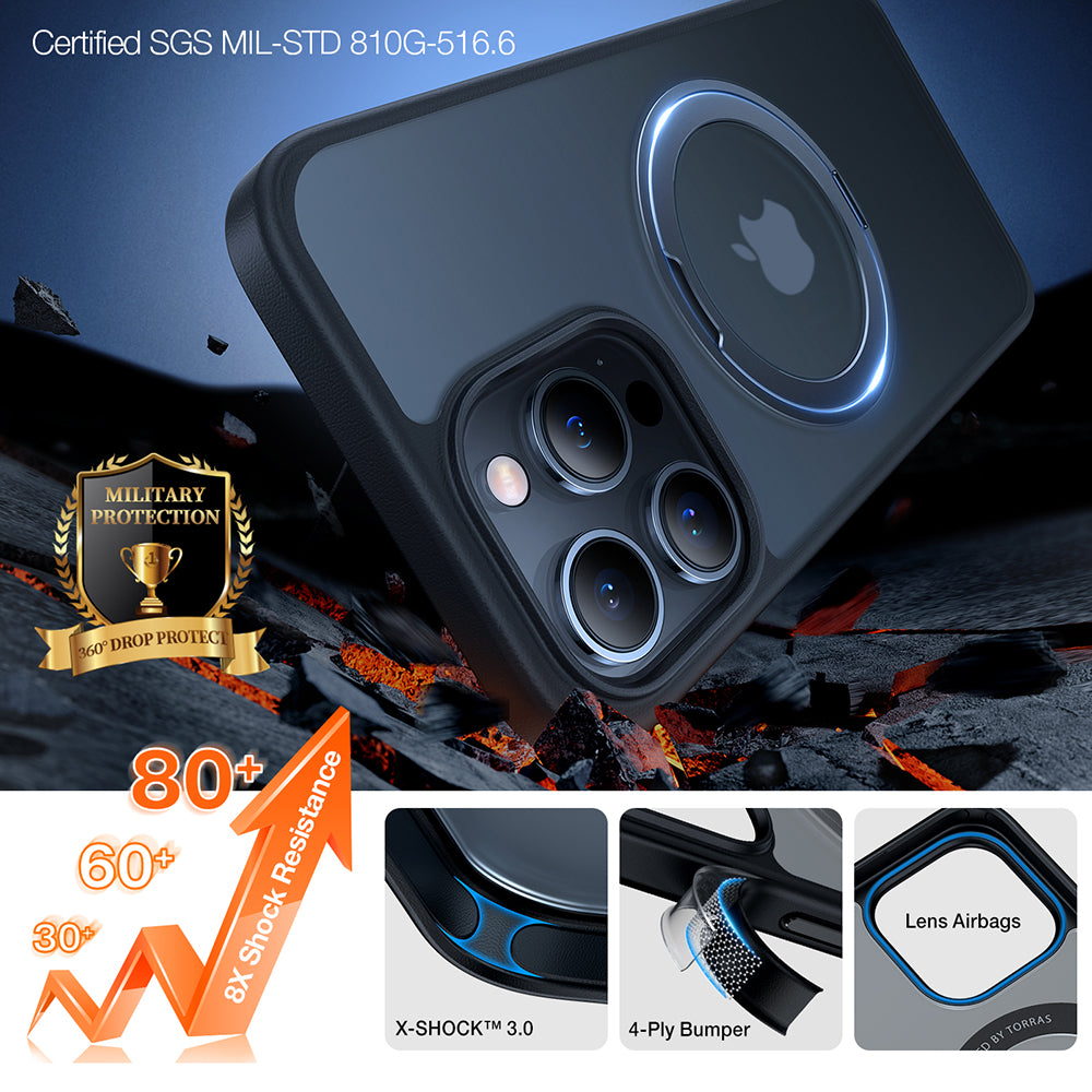 MagSafe hoes voor Apple iPhone 15 Pro Max, Torras, Ostand Pro, Zwart